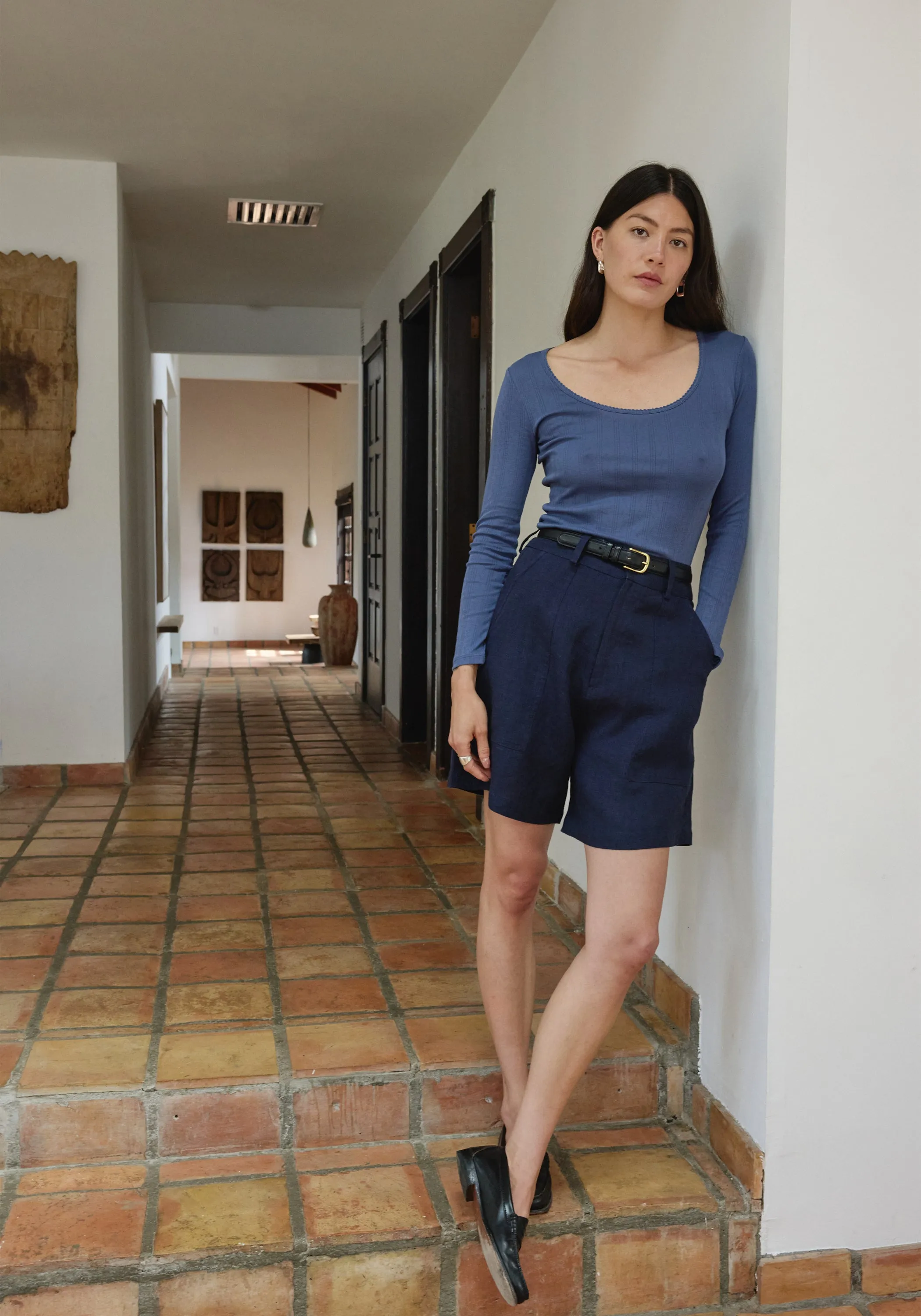 LS Scoop Pointelle Tee Indigo sold by First Rite product image thumbnail 2
