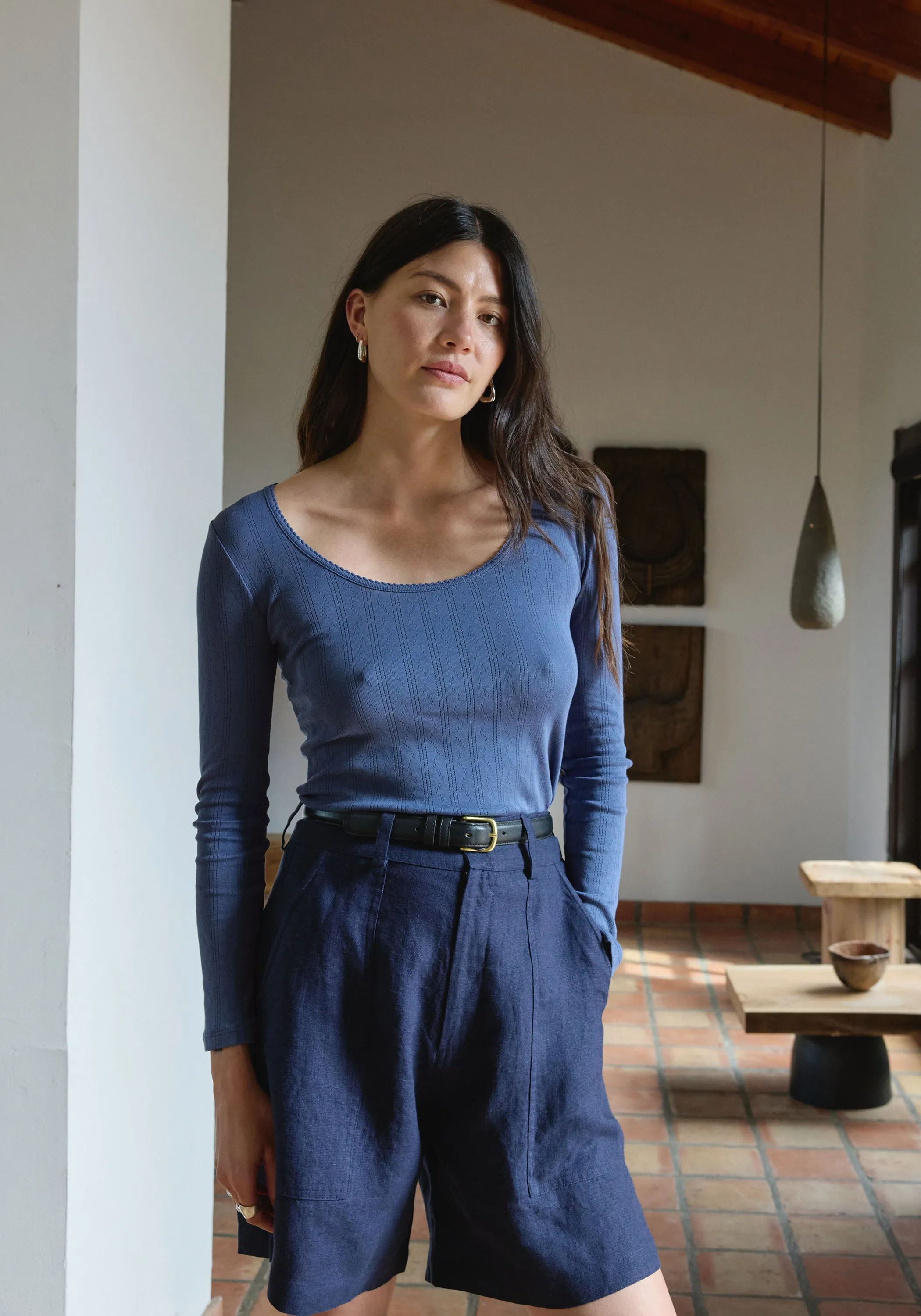 LS Scoop Pointelle Tee Indigo sold by First Rite product image thumbnail 3