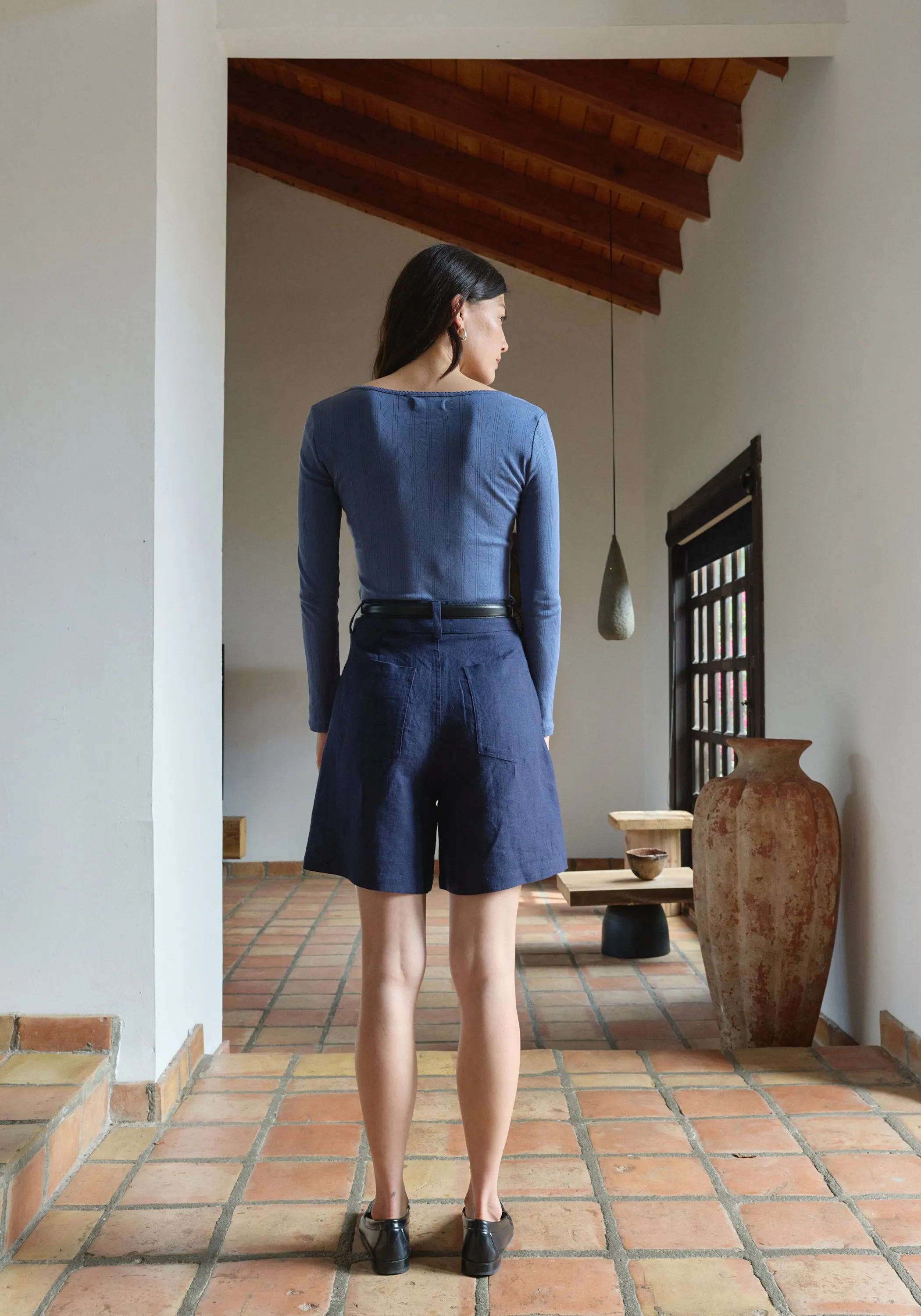 LS Scoop Pointelle Tee Indigo sold by First Rite product image thumbnail 4