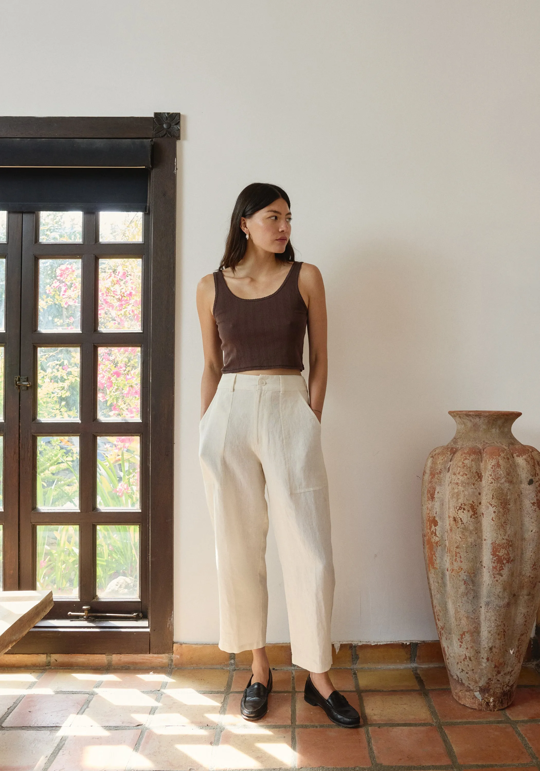 Crop Pointelle Scoop Tank Walnut sold by First Rite product image thumbnail 4