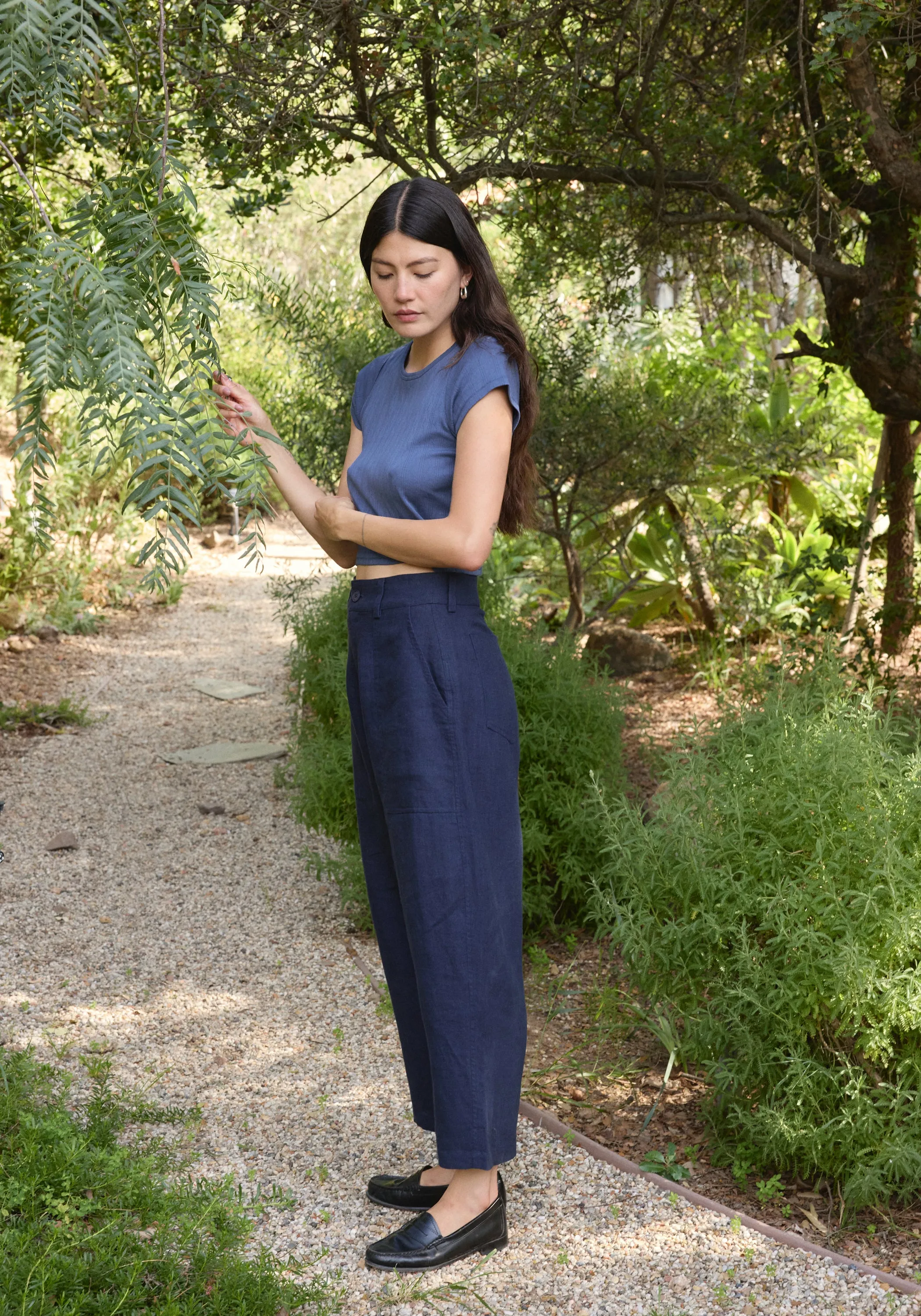 Crop Pointelle Tee Indigo sold by First Rite product image thumbnail 2