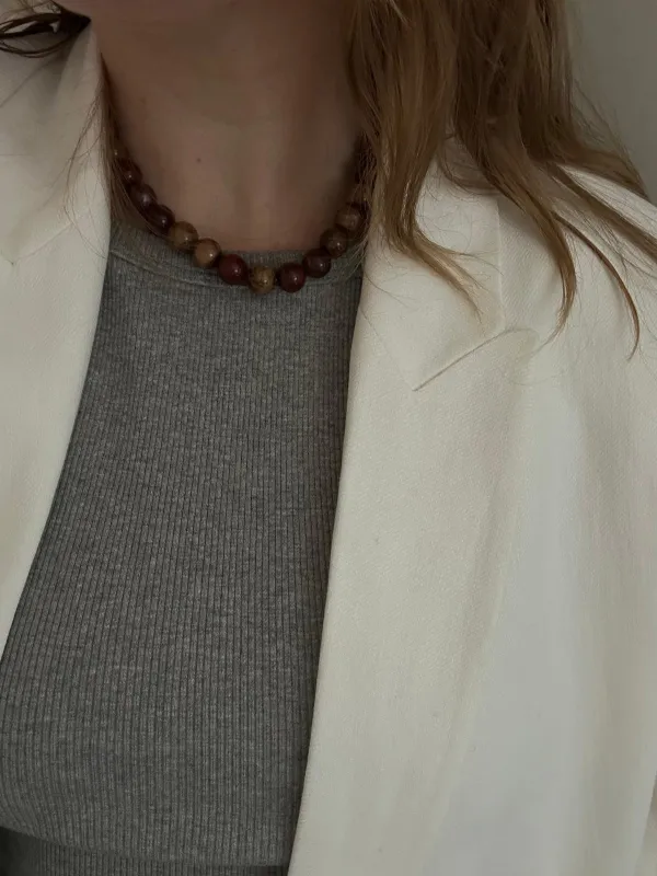 SAMPLE SALE NECKLACE BROWN CERAMIC 42CM sold by Labro