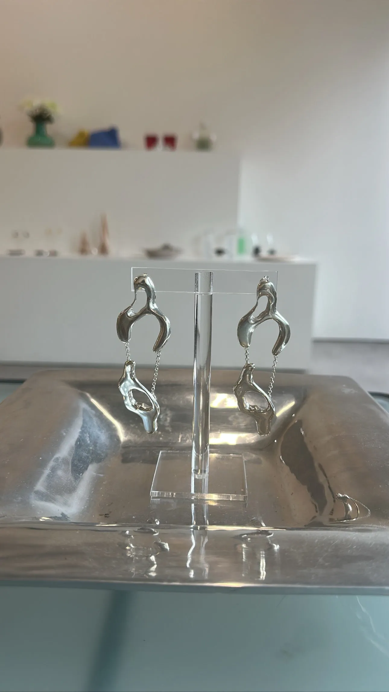 Jessi Burch - Silver Chain Pendant Earrings sold by NOMIA product image thumbnail 3