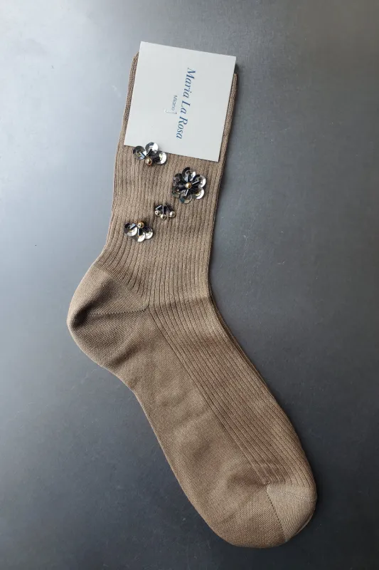 Maria La Rosa - Embroidered Crew Socks made by Maria La Rosa