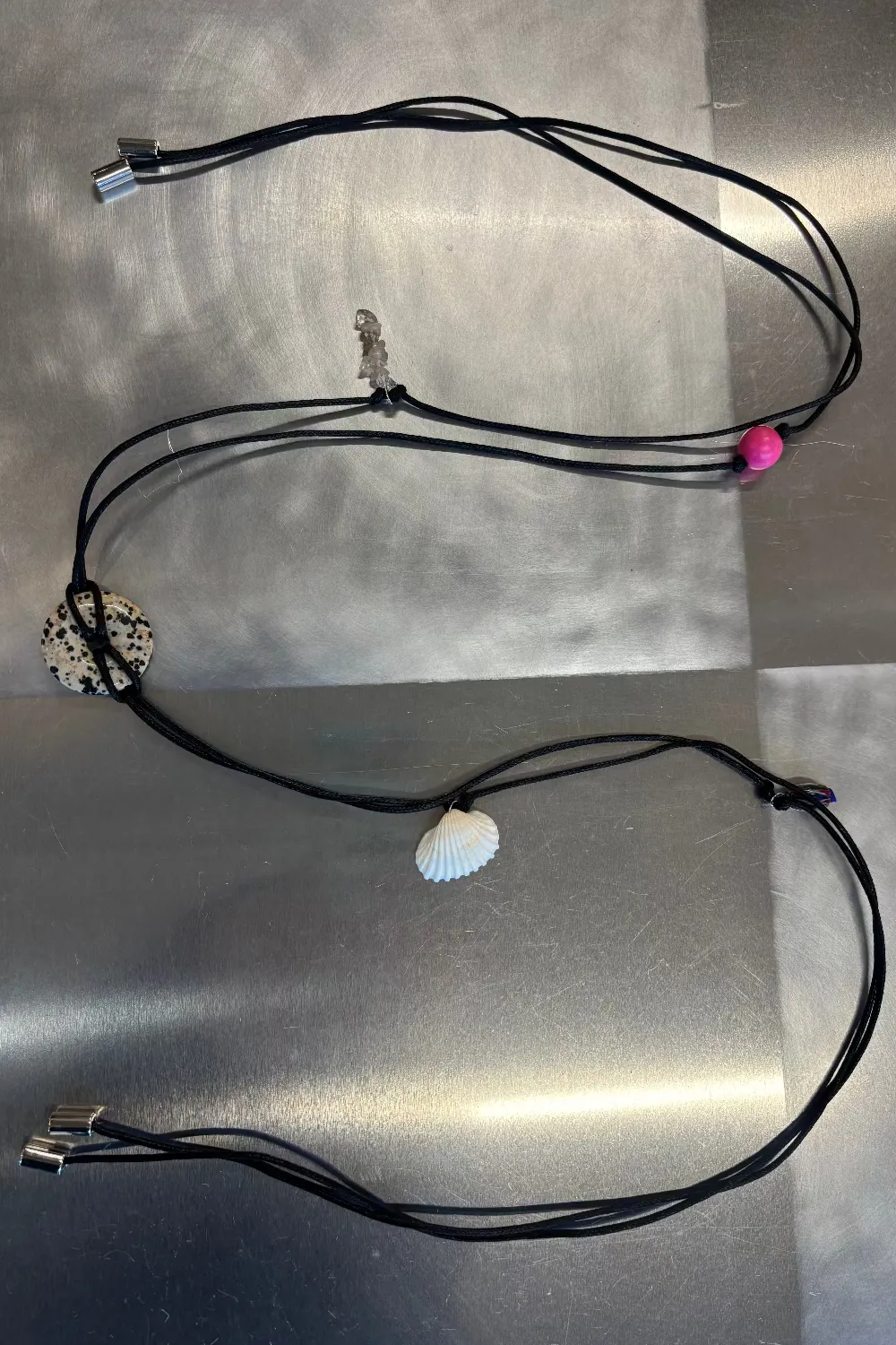 Confetti Cord Belt with Stone Circle Pendant - Dalmatian Jasper sold by NOMIA