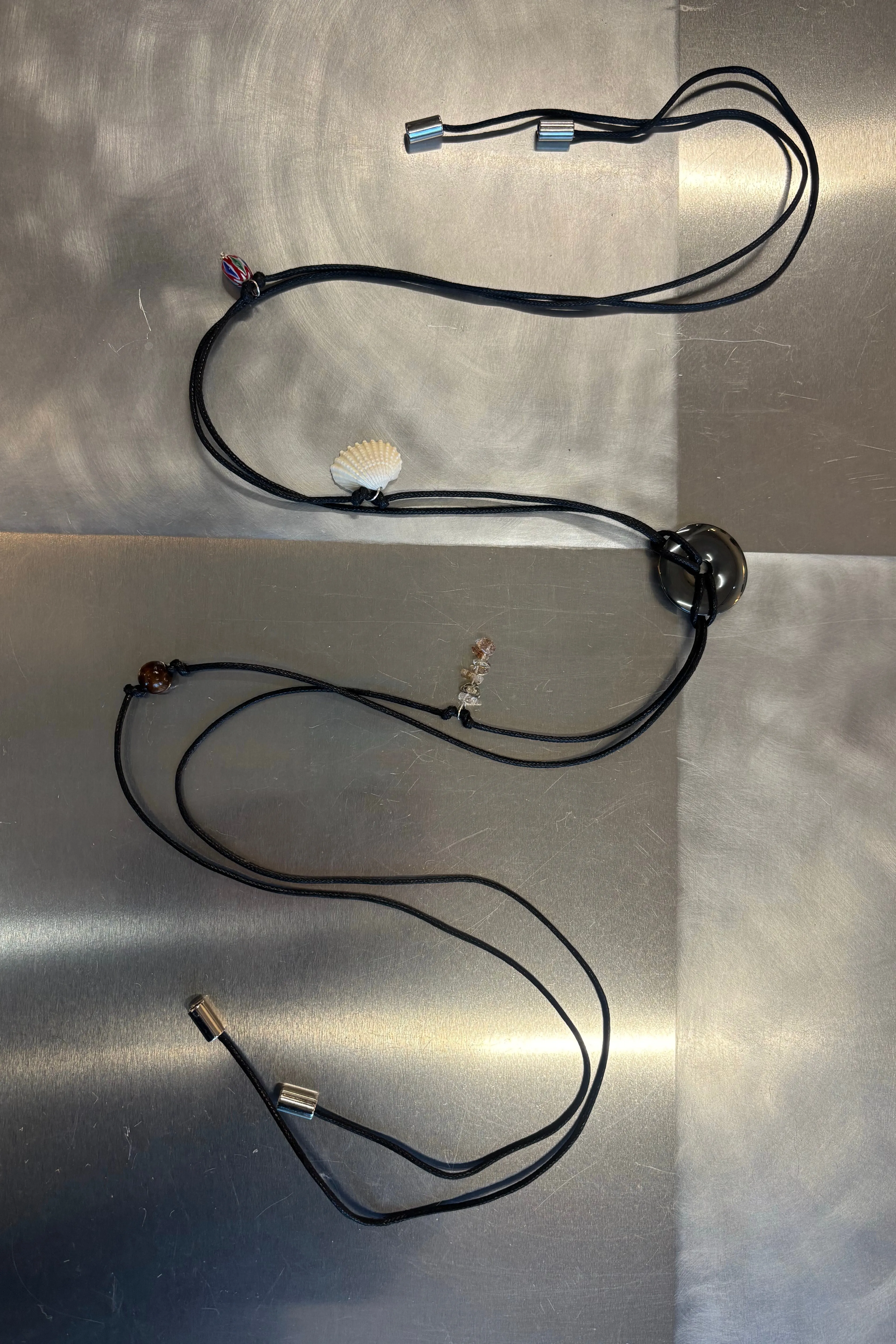 Confetti Cord Belt with Stone Circle - Hematite sold by NOMIA product image thumbnail 2