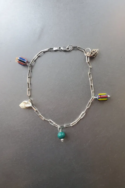 Confetti Charm Anklet - Silver Multicolor made by NOMIA