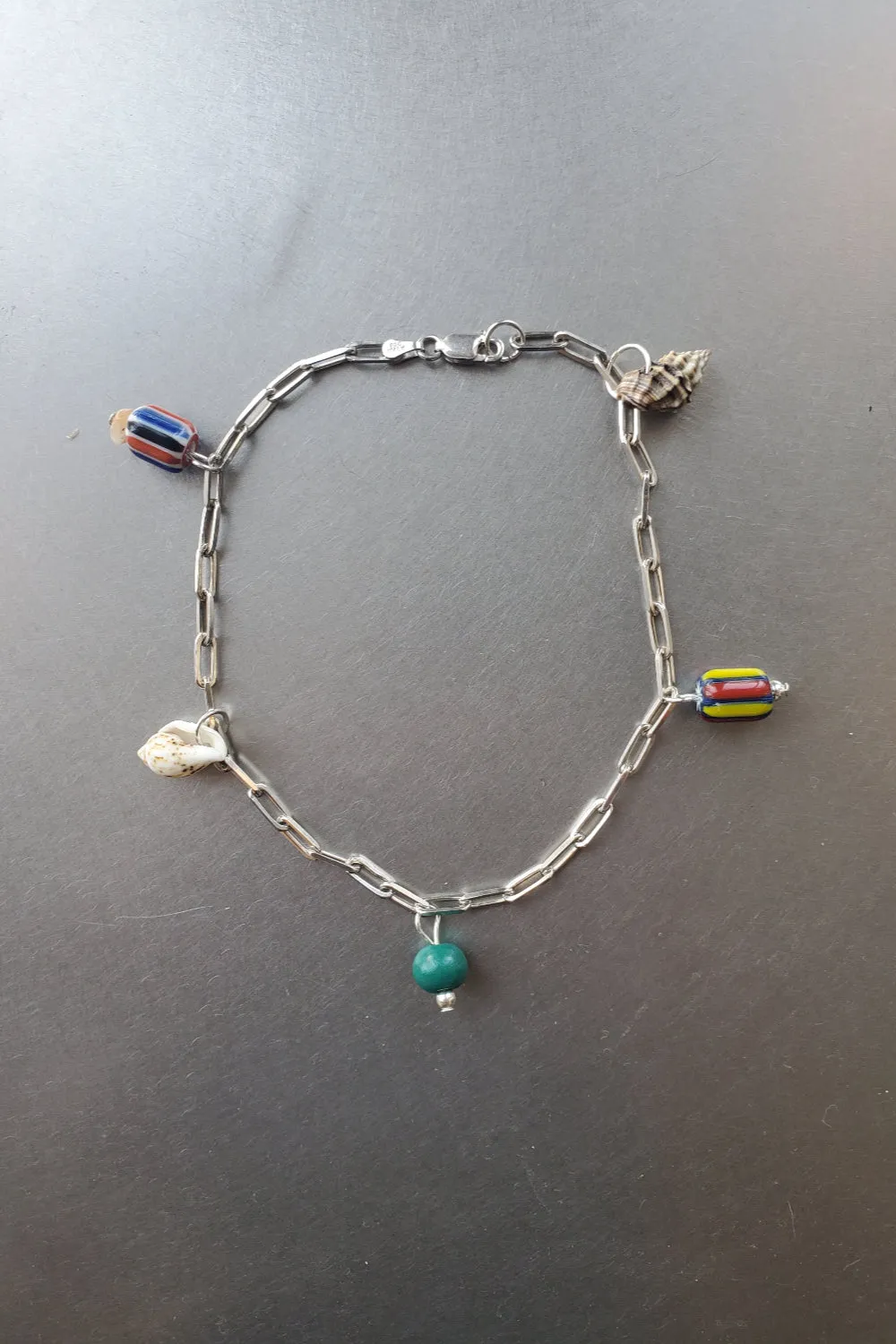 Confetti Charm Anklet - Silver Multicolor sold by NOMIA
