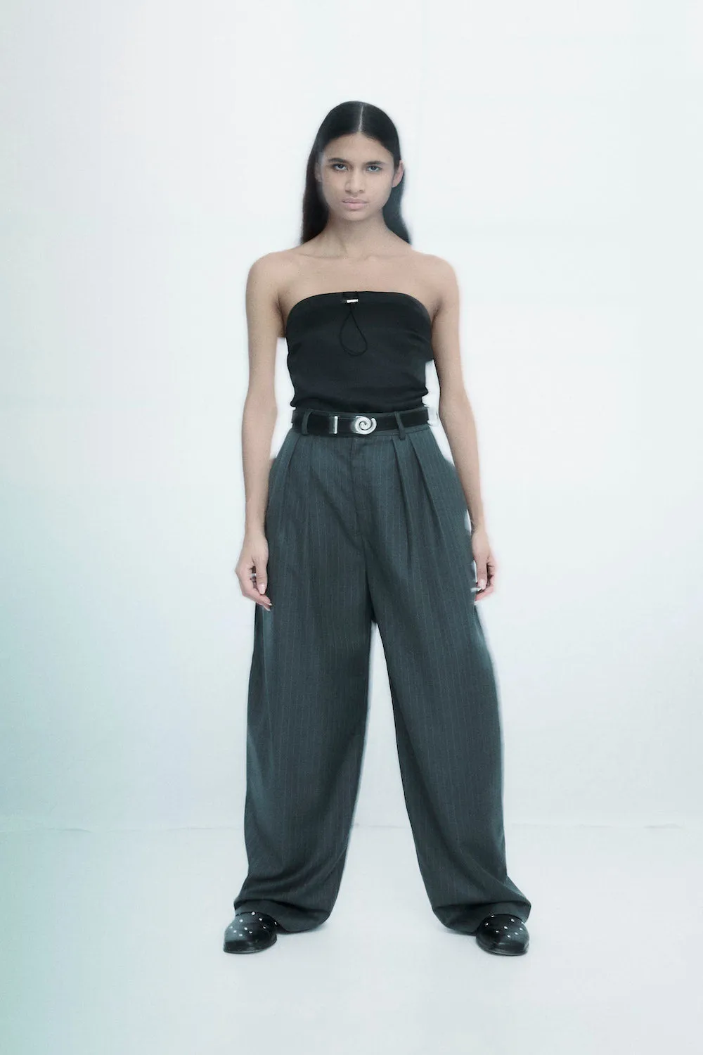 Wide Leg Pleated Trouser - Charcoal sold by NOMIA product image thumbnail 2