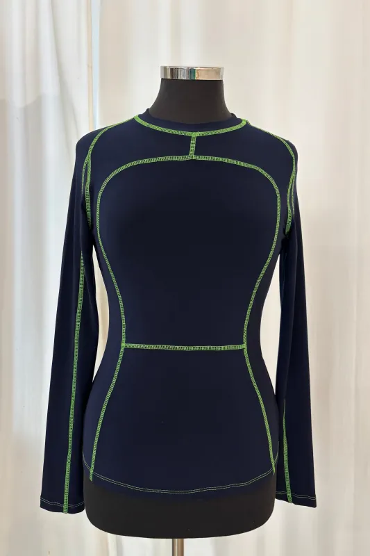Long Sleeve Paneled Scuba Top - Ink/Grass made by NOMIA