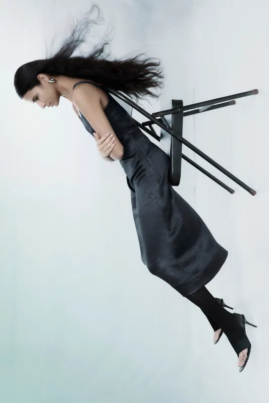 Square Neck Dress in Midnight made by NOMIA