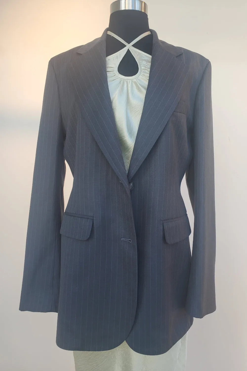 Oversize Blazer in Pinstripe Twill - Charcoal sold by NOMIA product image thumbnail 2