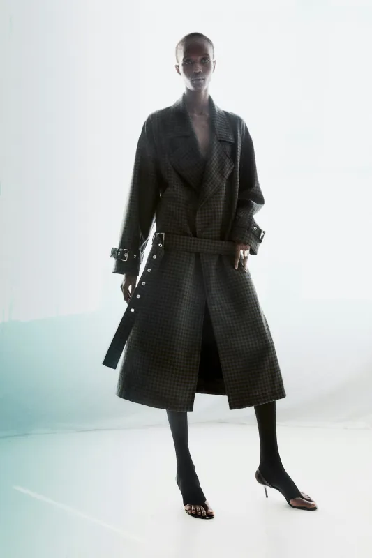 Oversize Trench in Check - Earth Multi made by NOMIA