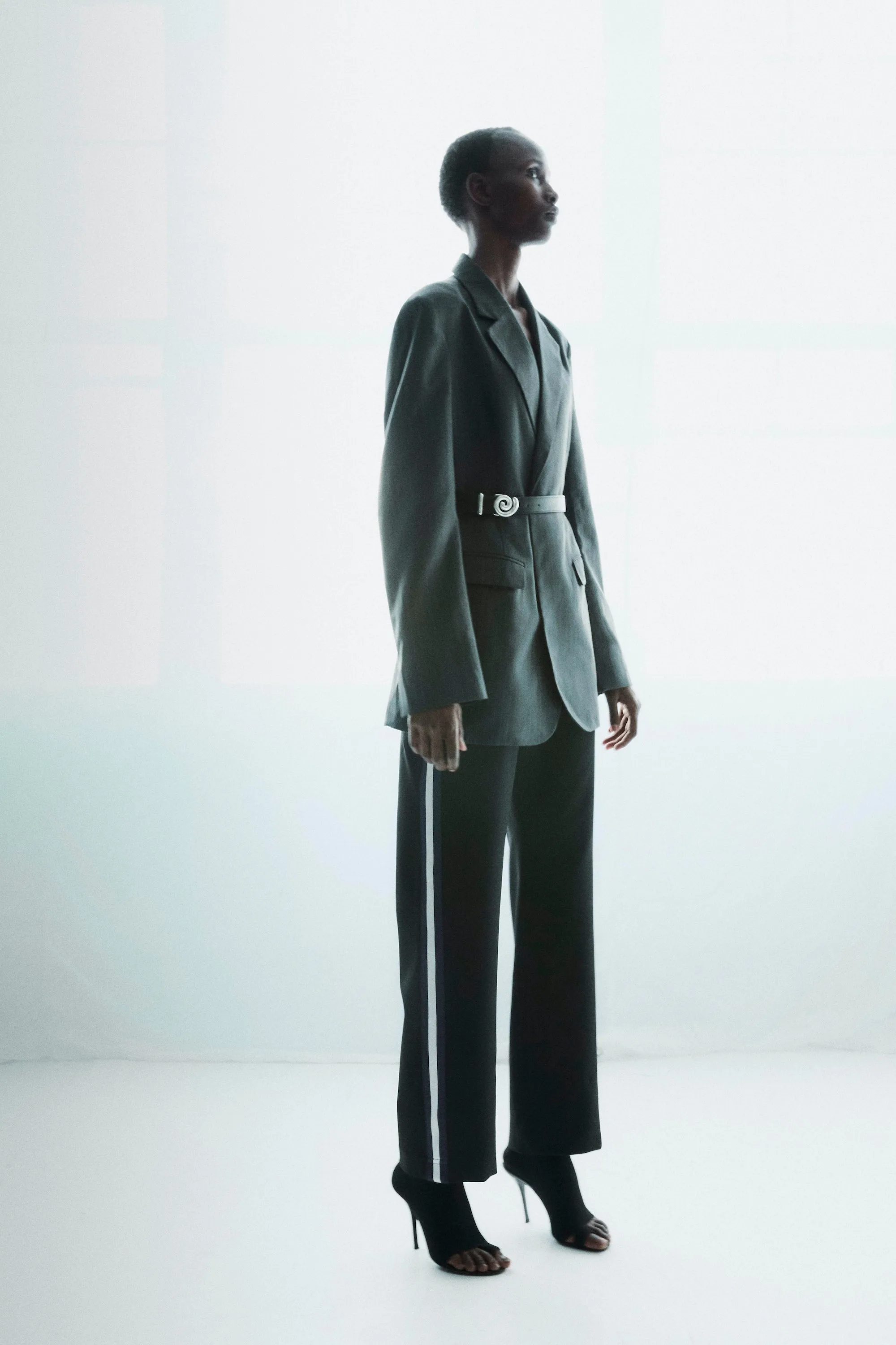 Track Pants - Black with Blue/ White Stripe sold by NOMIA