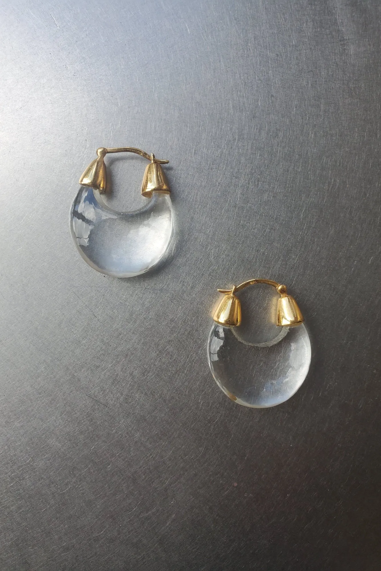 Crystal Hoop Earrings - Gold Vermeil / Crystal sold by NOMIA
