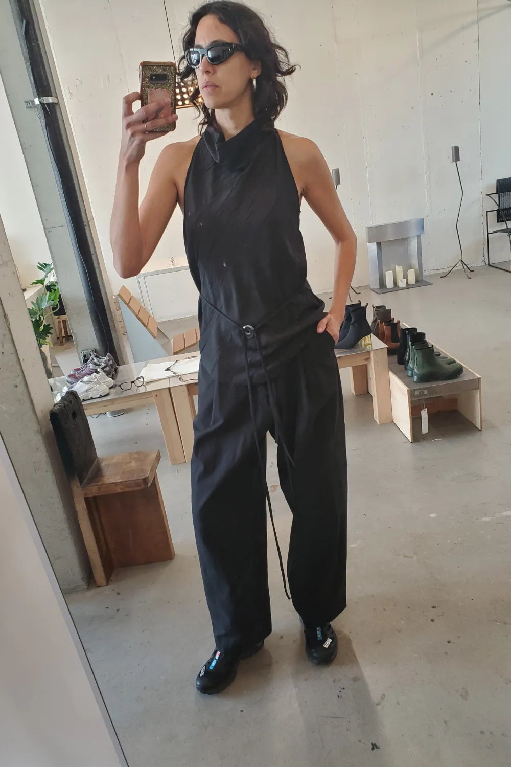 Drawcord Pleated Pant - Black sold by NOMIA