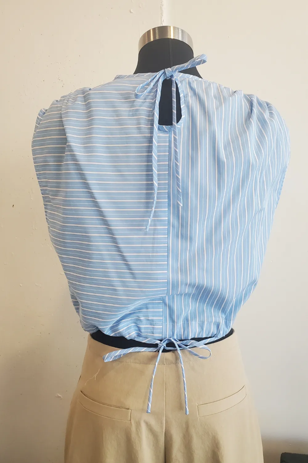 Wrap Tie Front Top - Periwinkle Stripe sold by NOMIA product image thumbnail 2