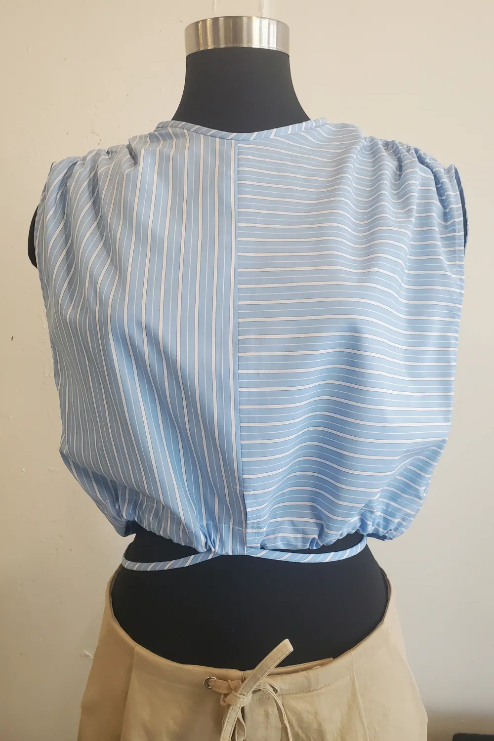 Wrap Tie Front Top - Periwinkle Stripe sold by NOMIA product image thumbnail 3