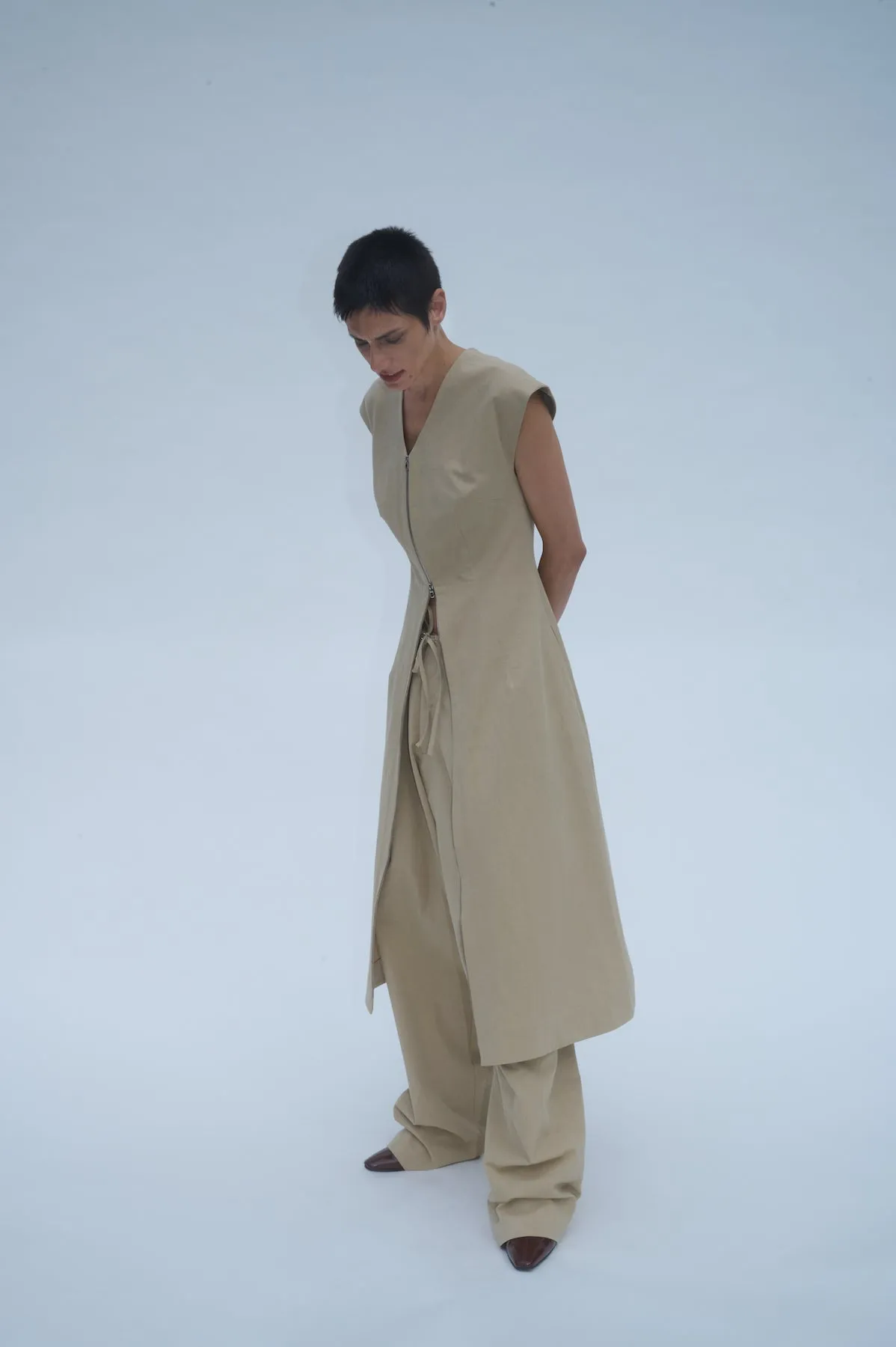 Sleeveless Zip Front Dress - Sand sold by NOMIA product image thumbnail 2