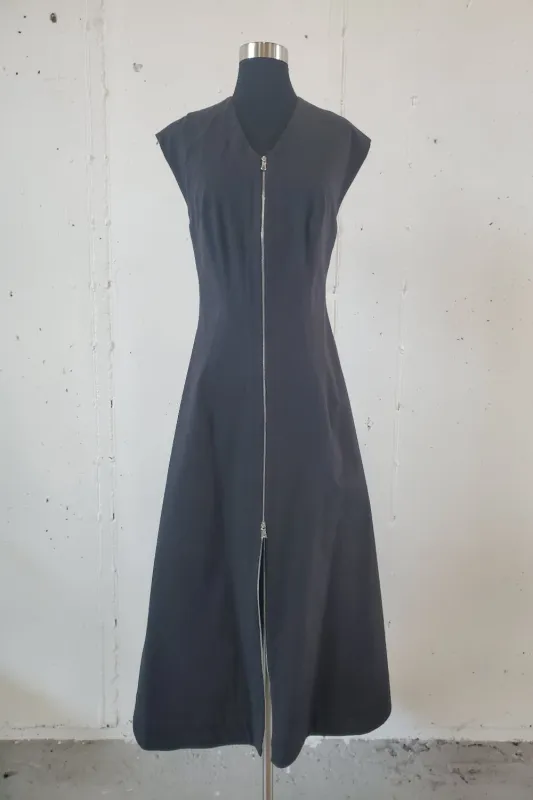 Sleeveless Zip Front Dress - Black made by NOMIA