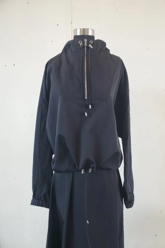 Zip Hooded Pullover - Midnight Nylon made by NOMIA
