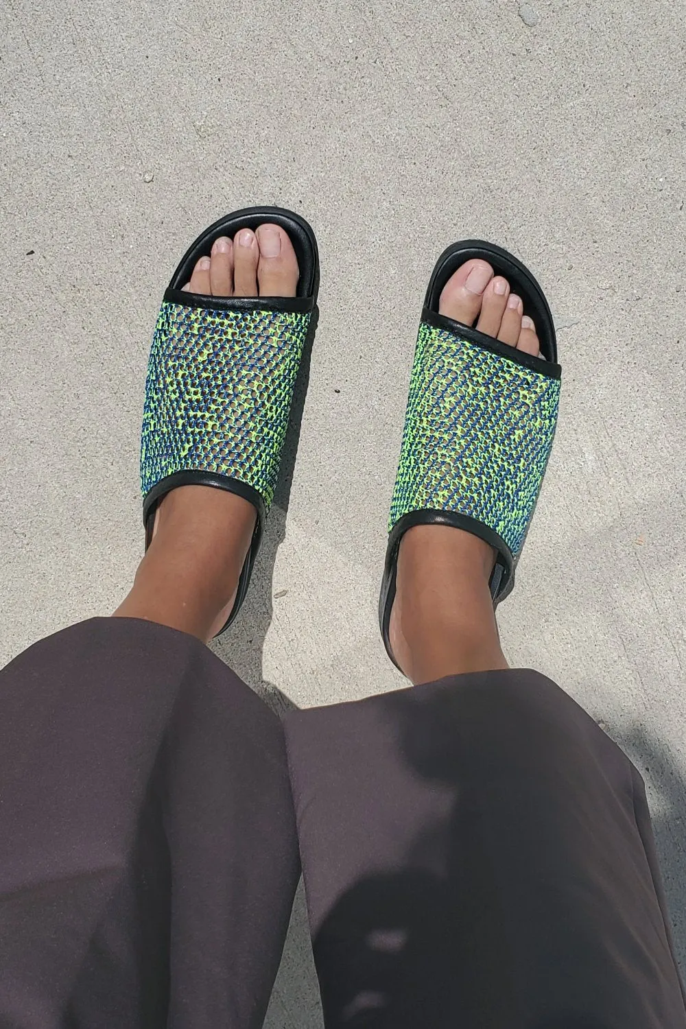 Serge Mesh Slide - Lime/Navy sold by NOMIA
