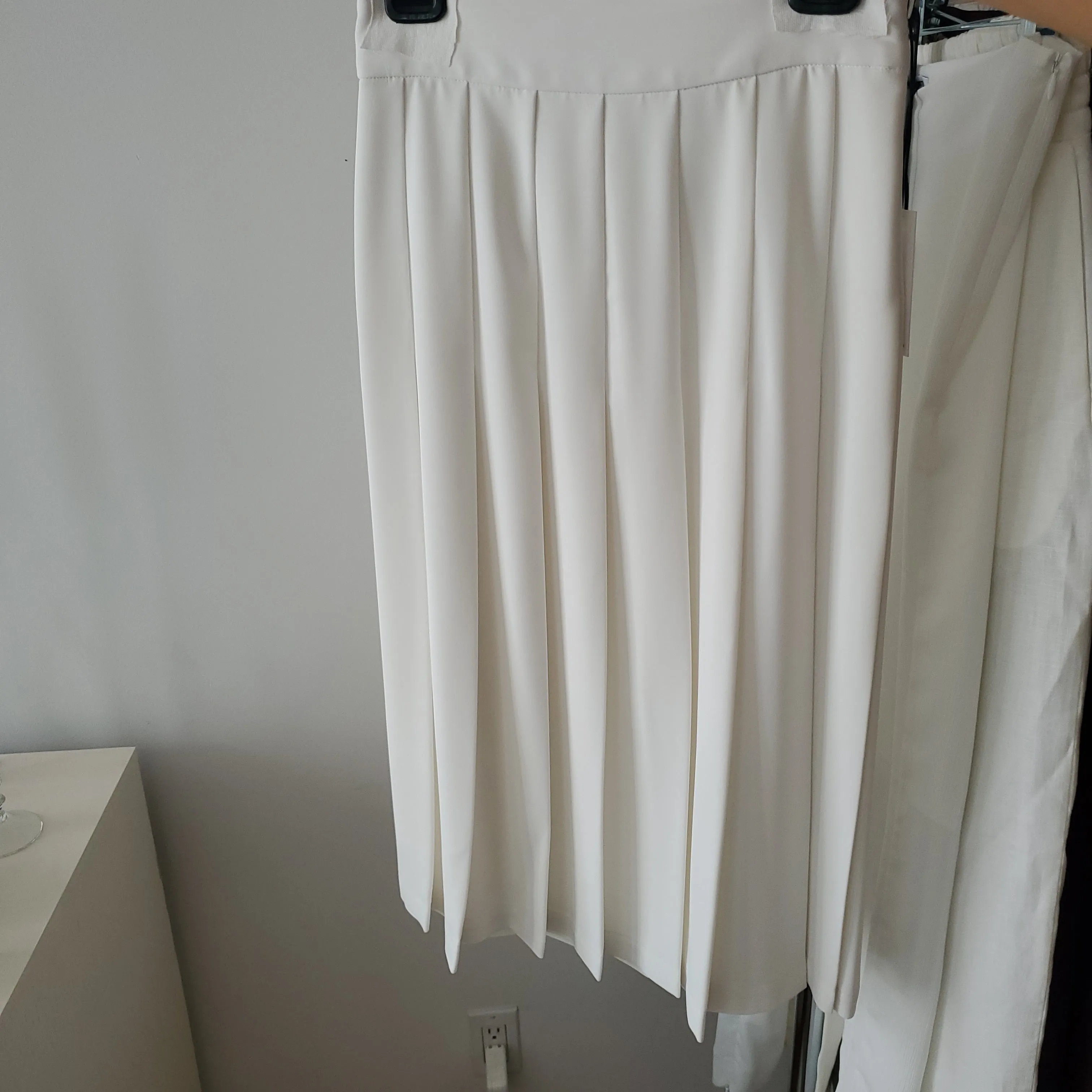 Midi Pleated Skirt - Off White sold by NOMIA