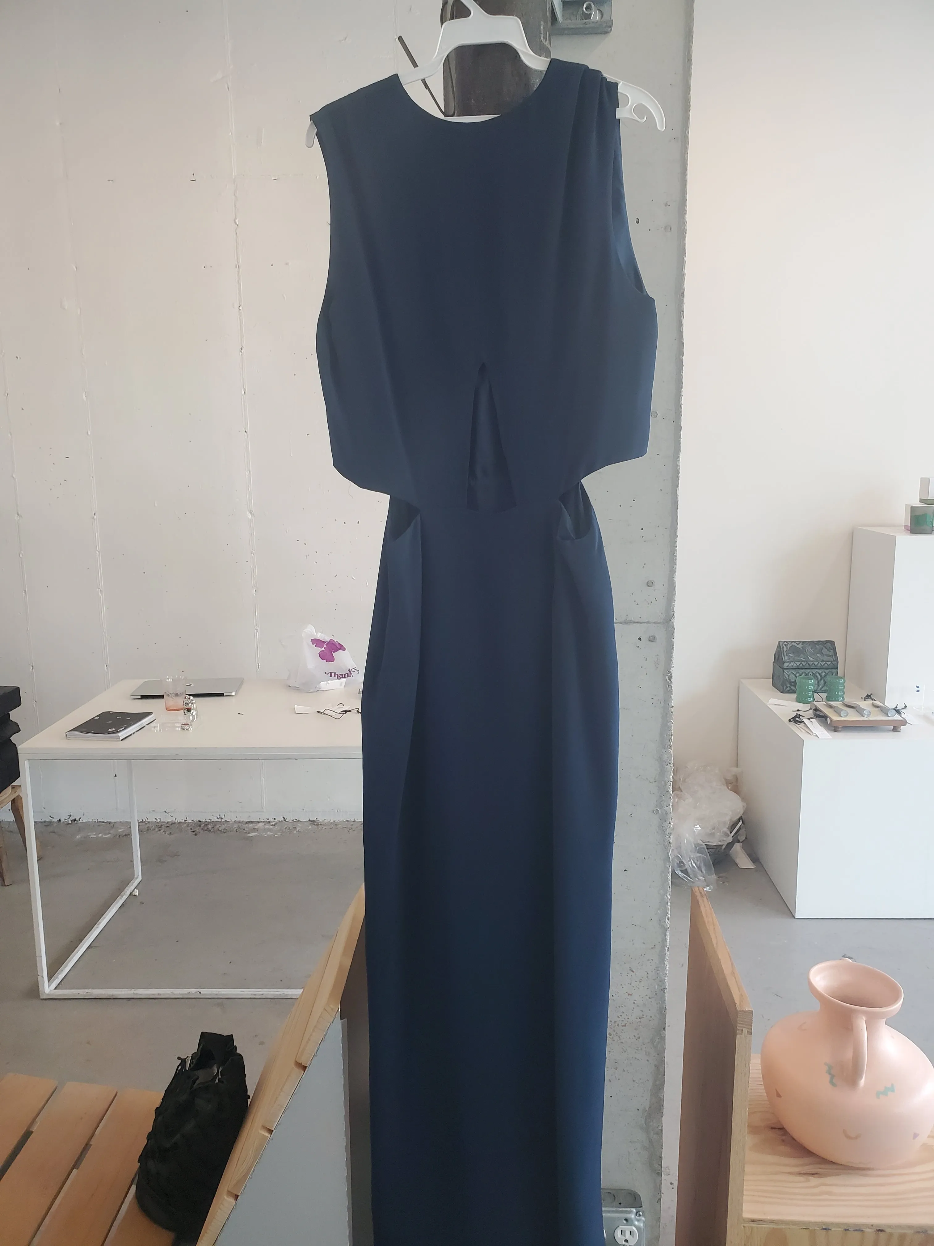 Delta Long Sleeveless Cutout Silk Dress - Navy Blue sold by NOMIA product image thumbnail 2