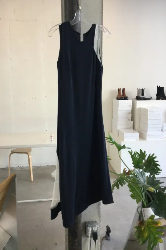 ASYMMETRIC INSET DRESS -MIDNIGHT / WHITE NETTING made by NOMIA
