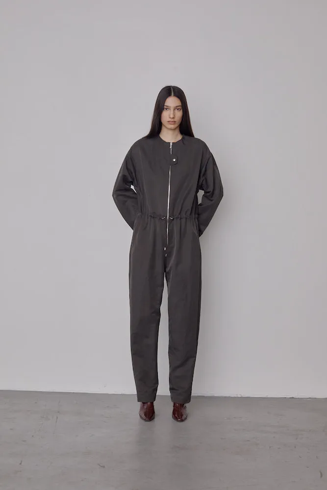 Zip Front Aviator Jumpsuit - Peat sold by NOMIA