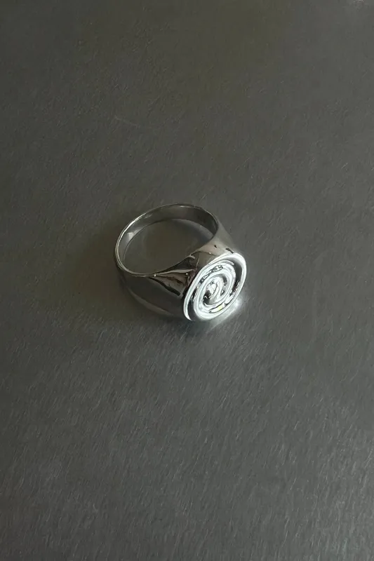 Sterling Silver Spiral Signet Ring sold by NOMIA
