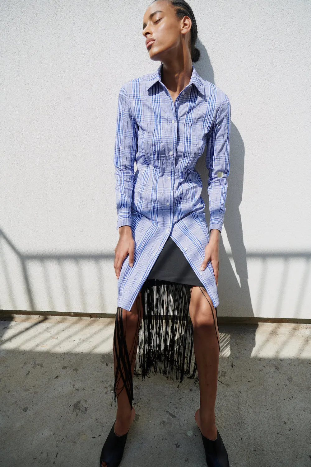 Fitted Shirtdress - Cobalt Blue Plaid sold by NOMIA product image thumbnail 2