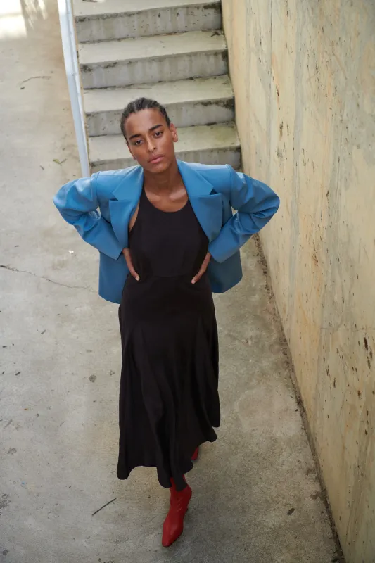 Crossback Maxi Bias Dress - Raisin made by NOMIA