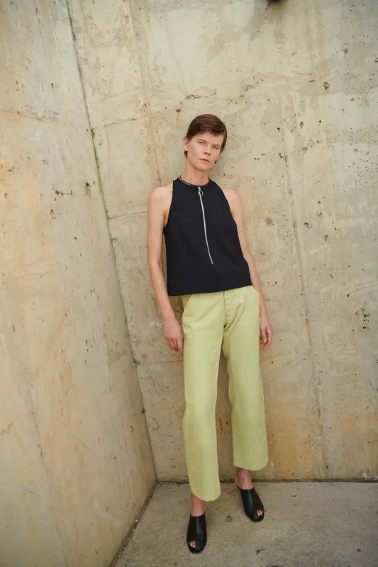 Cropped Zip Sleeveless Top - Black made by NOMIA