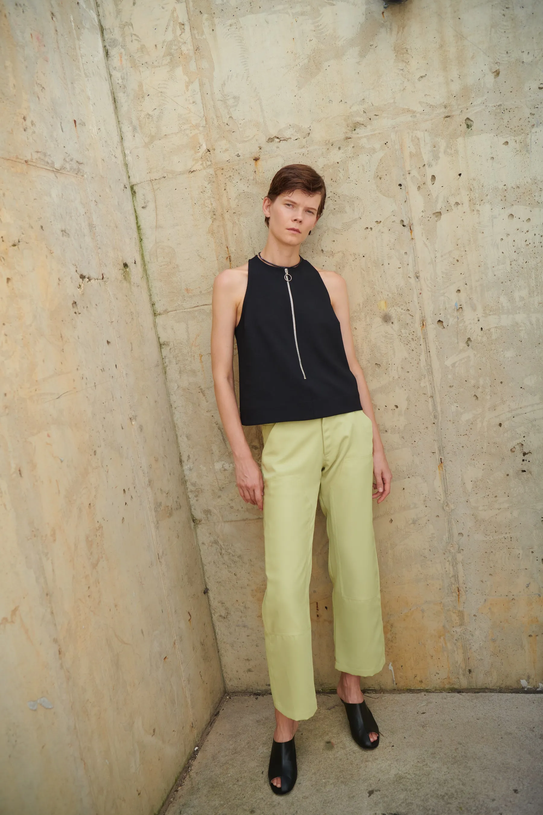 Cropped Zip Sleeveless Top - Black sold by NOMIA