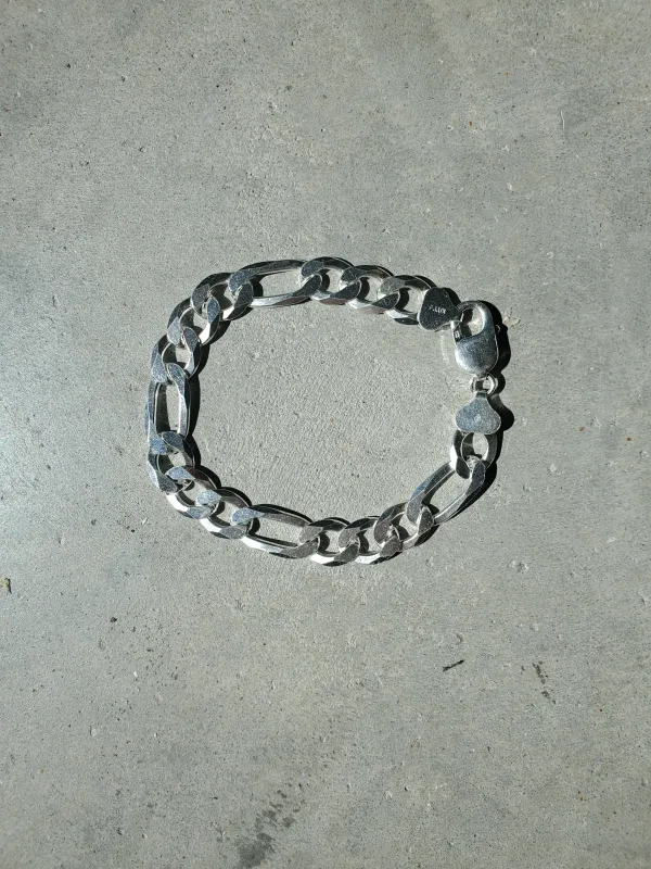 Large Figaro Sterling Silver Bracelet made by NOMIA