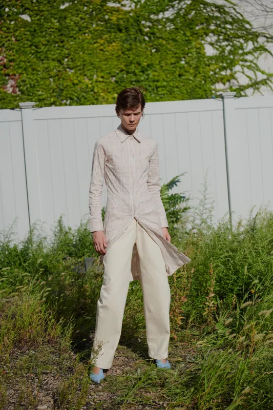 Petite Paneled Wide Leg Jeans - Ecru made by NOMIA
