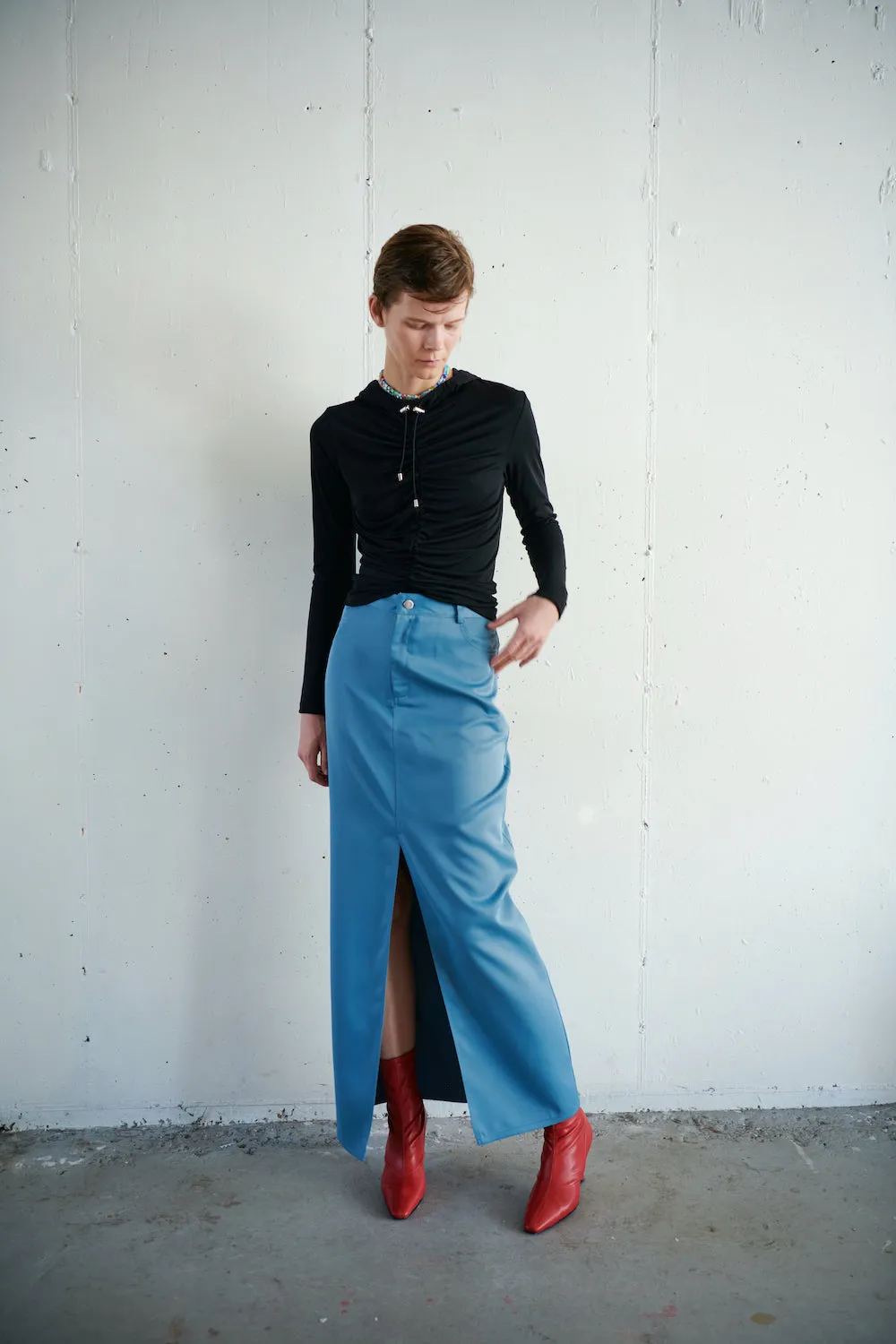 Hooded Gathered Top - Black sold by NOMIA