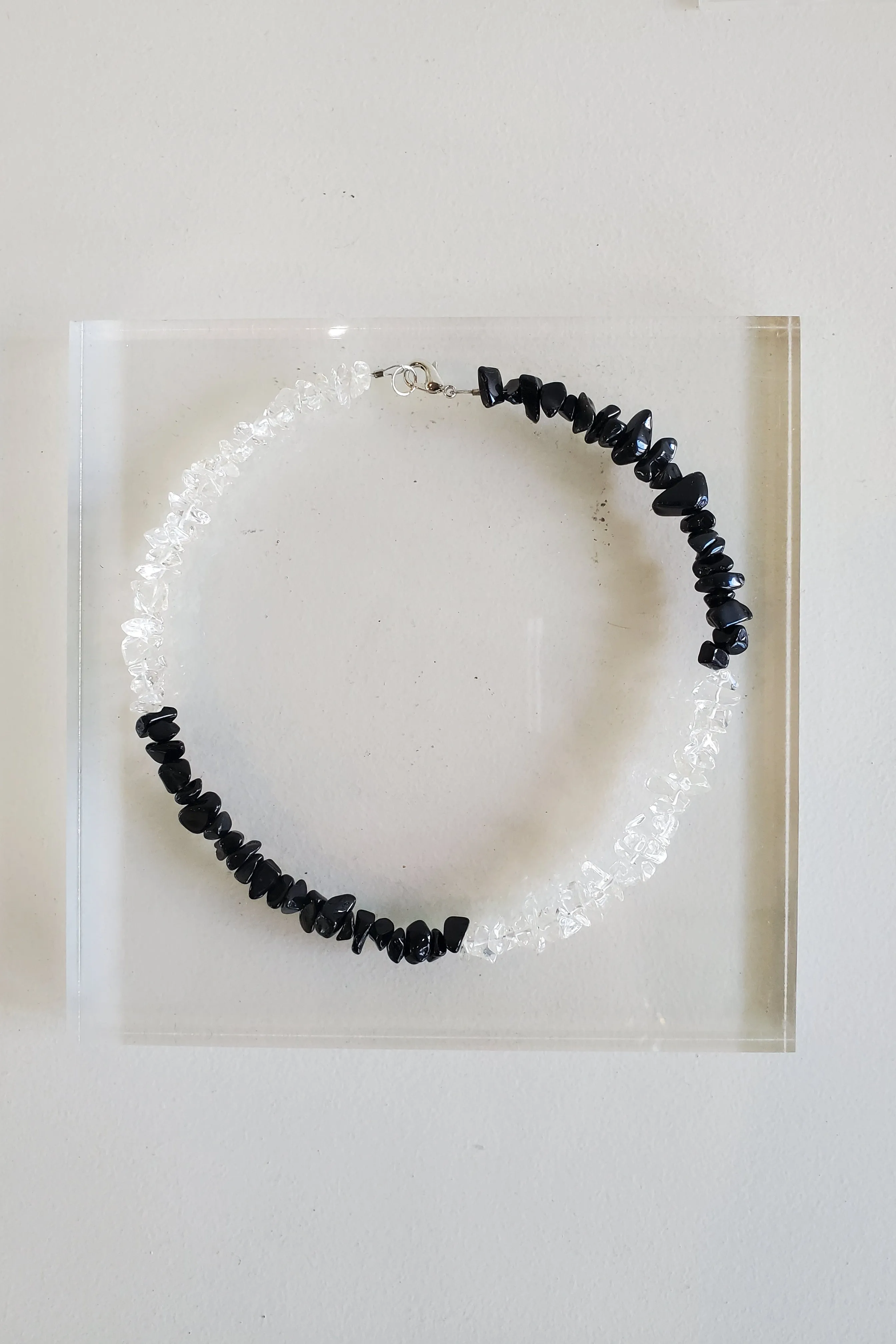 Two Tone Tumbled Stone Choker - Onyx / Crystal sold by NOMIA