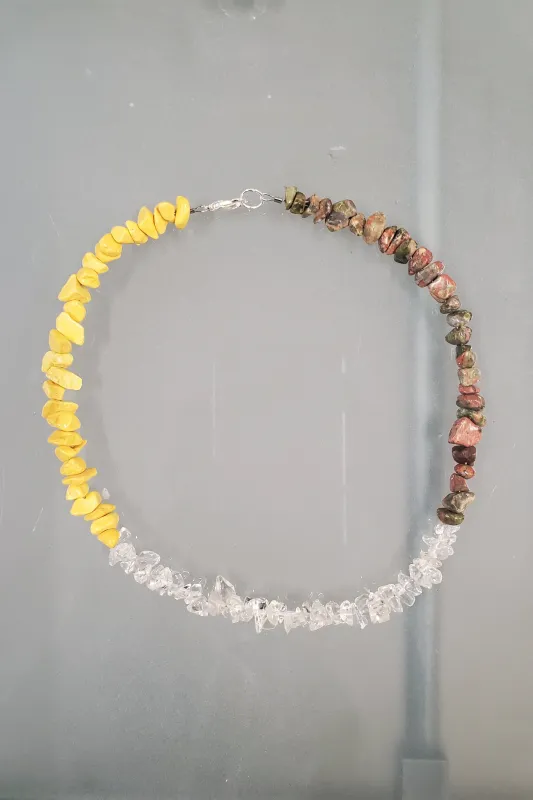 Tricolor Tumbled Stone Choker - Sunflower Multi made by NOMIA