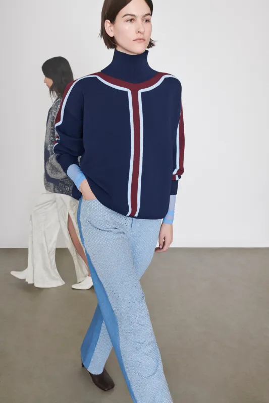 Striped Track Sweater- MIDNIGHT made by NOMIA