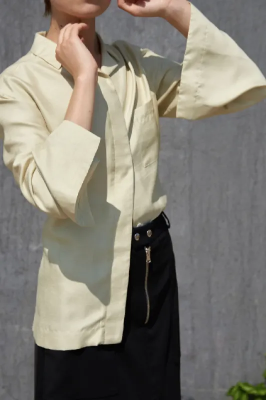 Slit Front Work Skirt - Black made by NOMIA