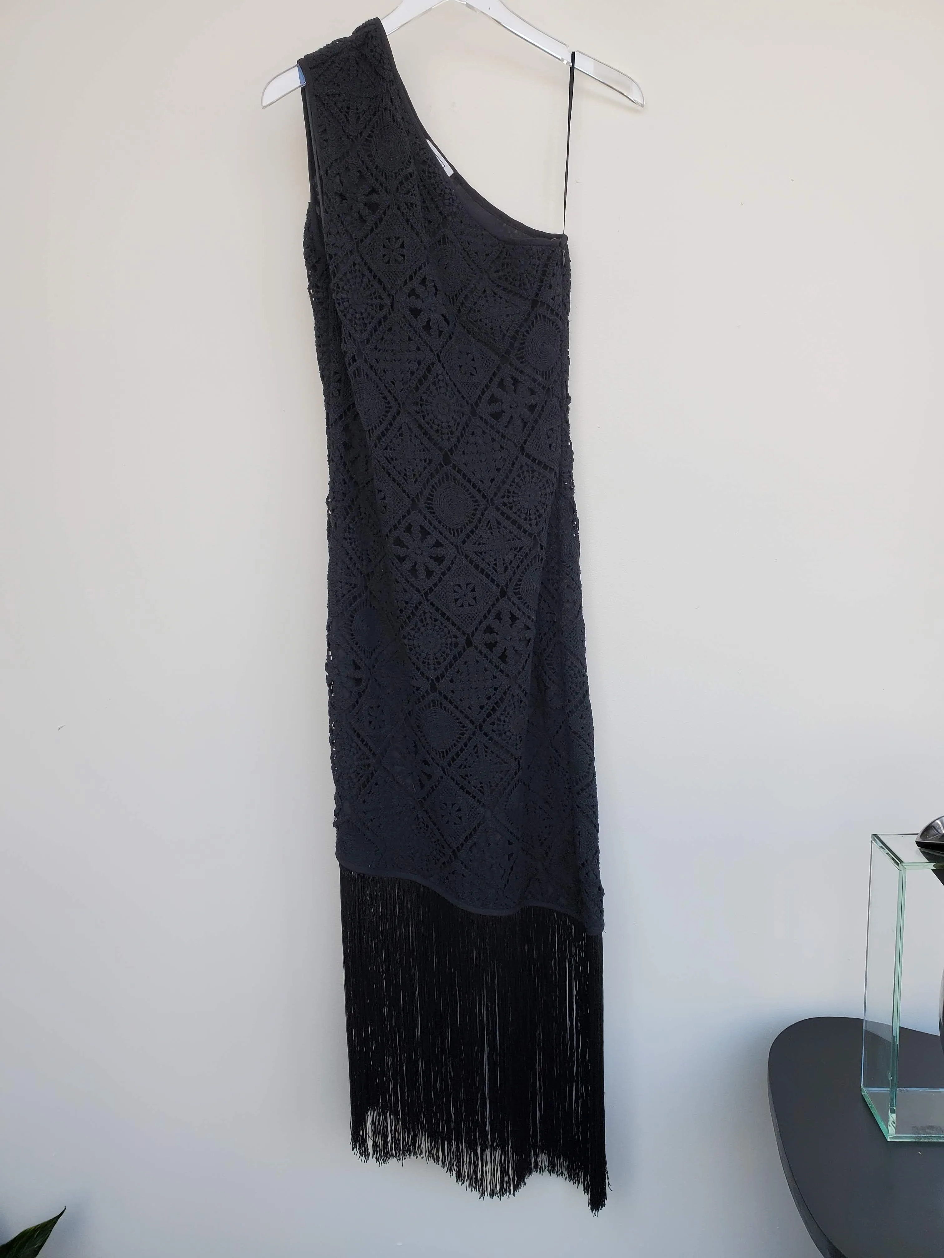 One Shoulder Crochet Fringe Dress - Black sold by NOMIA product image thumbnail 2