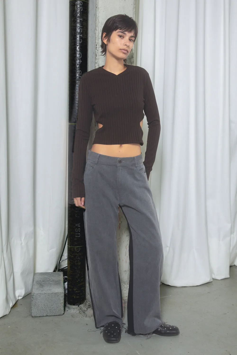 Two Tone Jeans - Grey / Black sold by NOMIA