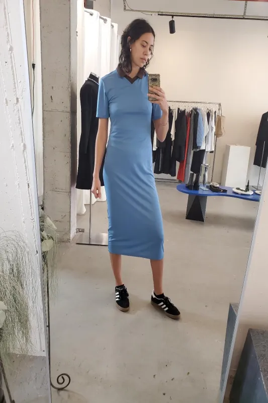 Short Sleeve Jersey Dress - Ocean / Umber made by NOMIA