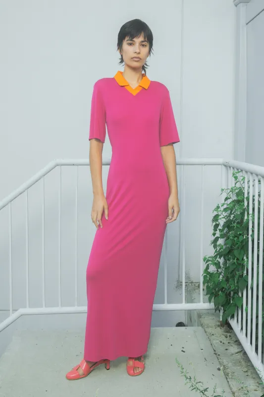 Short Sleeve Jersey Dress - Magenta / Orange made by NOMIA