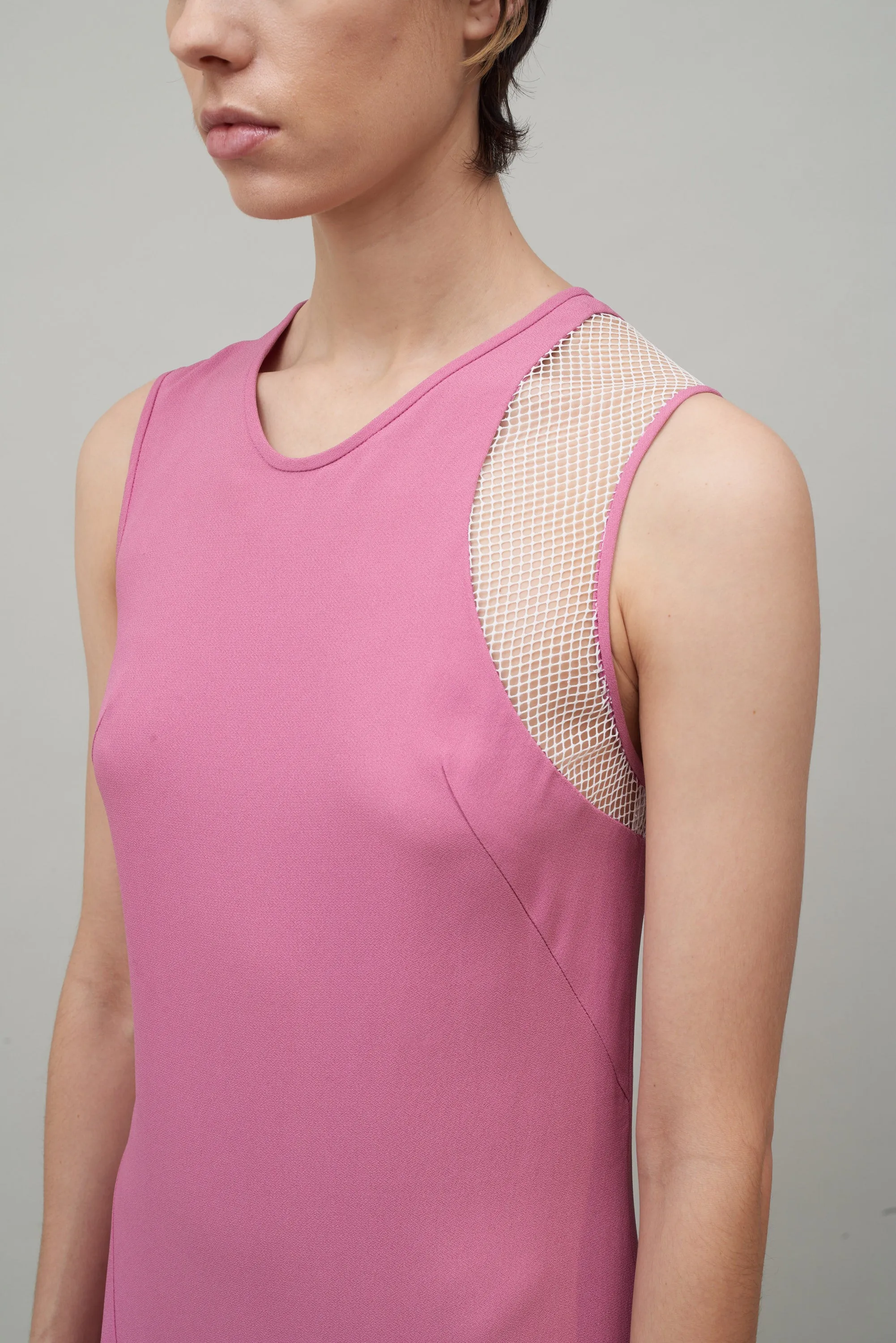 ASYMMETRIC INSET DRESS - PEONY / WHITE NETTING sold by NOMIA product image thumbnail 2