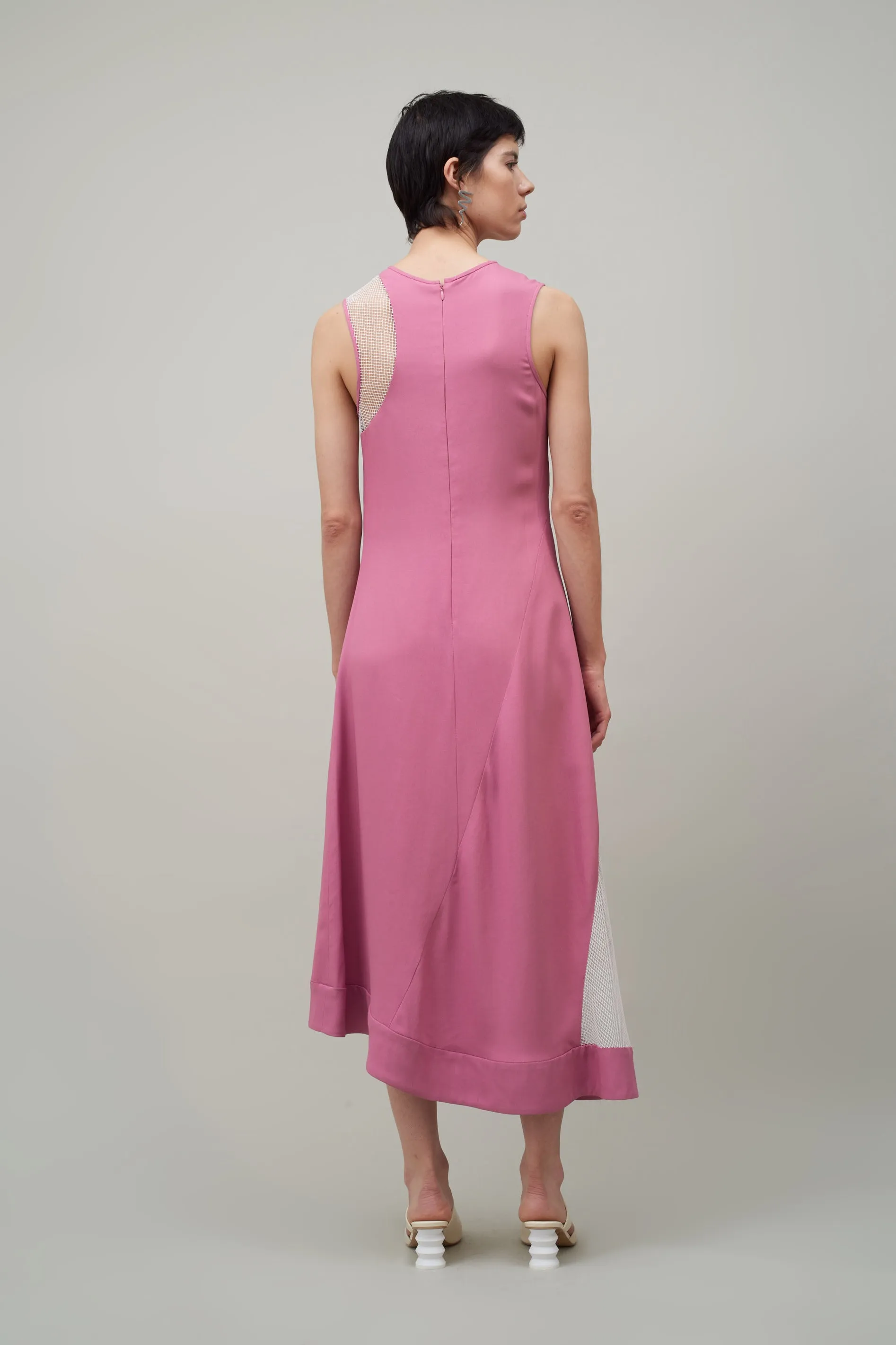 ASYMMETRIC INSET DRESS - PEONY / WHITE NETTING sold by NOMIA product image thumbnail 5
