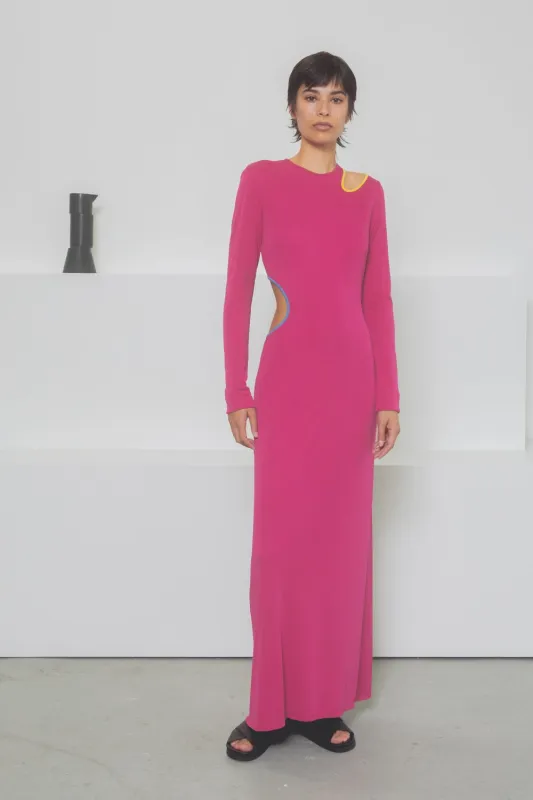 Long Sleeve Cutout Dress - Magenta Multi made by NOMIA