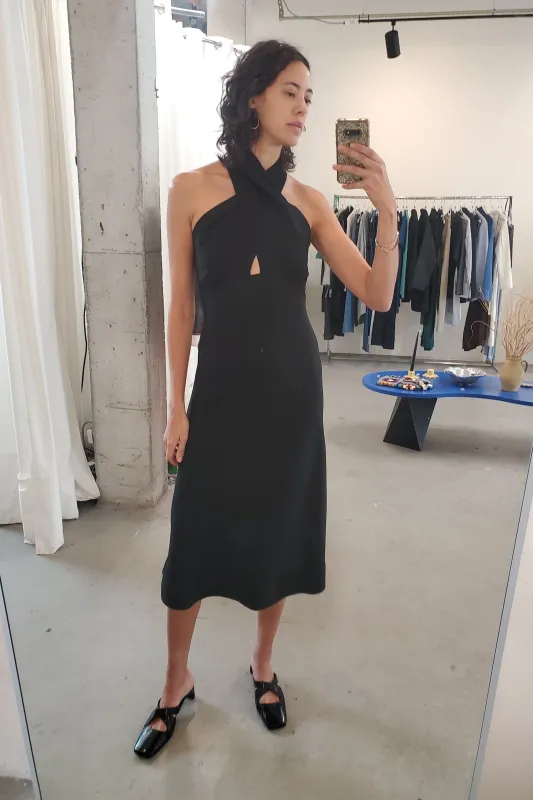 Cross Front Bias Dress - Black made by NOMIA